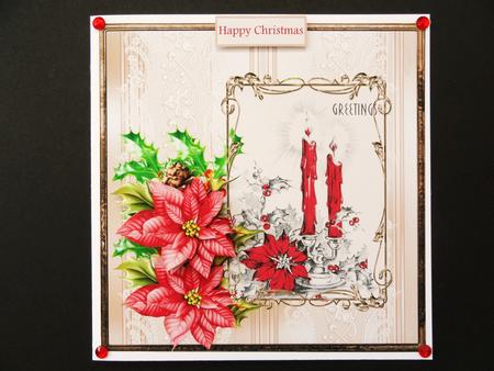 Vintage Poinsettias 7x7 Card with Decoupage by Valerie Spowart