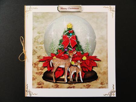 Snowglobe Deer & Poinsettias by Valerie Spowart