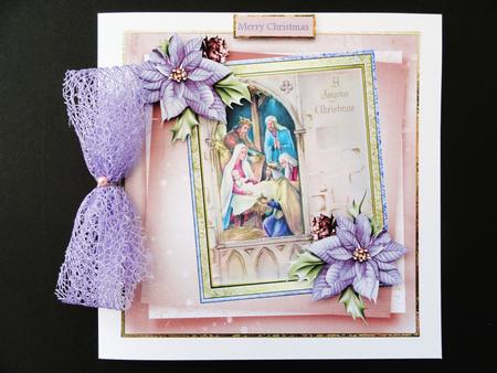 Joy at Christmas 7x7 Card with Decoupage by Valerie Spowart