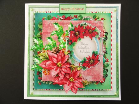 Poinsettias and Holly 7x7 Card by Valerie Spowart