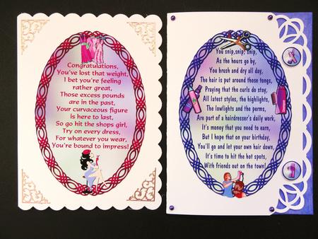 Two Verse Toppers for Hairdresser & Slimmer by Valerie Spowart