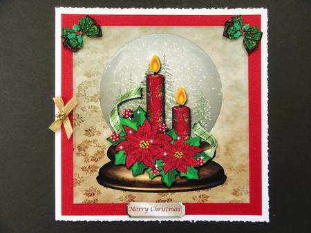Snowglobe Christmas Candles & Poinsettias by Valerie Spowart
