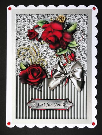 Red Roses & Satin Bow by Valerie Spowart