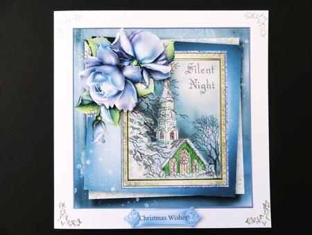 Church at Christmas 7x7 Card with Decoupage by Valerie Spowart