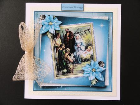 Baby Jesus in the Stable 7x7 Card by Valerie Spowart