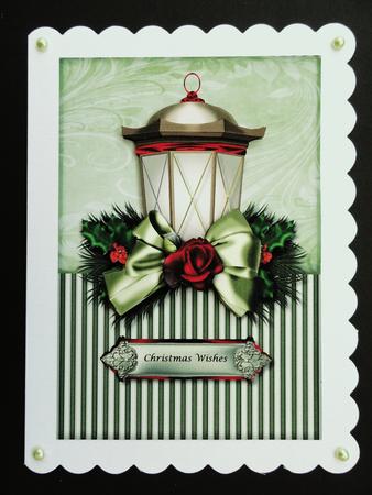Christmas Lantern & Satin Bow by Valerie Spowart