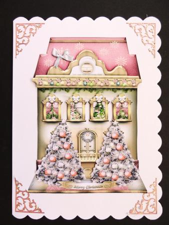 Pink Festive High Christmas House by Valerie Spowart
