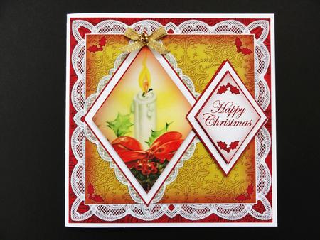 Single Candle Happy Christmas 7in Double Diamond Topper by Valerie Spowart