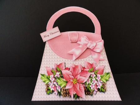 Christmas Handbag Pink Poinsettias Mini Kit by Valerie Spowart