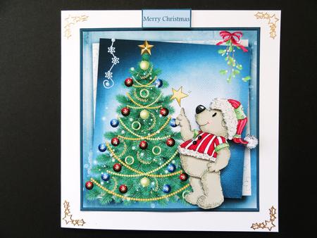 Catch a Falling Star Bear 7x7 Card with Decoupage by Valerie Spowart