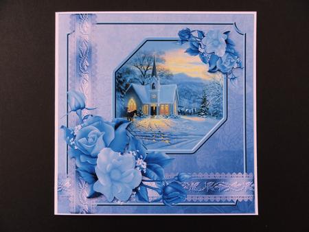 Blue Christmas Square Card by Valerie Spowart