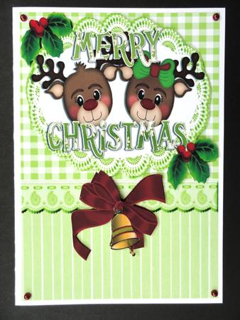 Cute Reindeers with Holly and Christmas Bells by Valerie Spowart