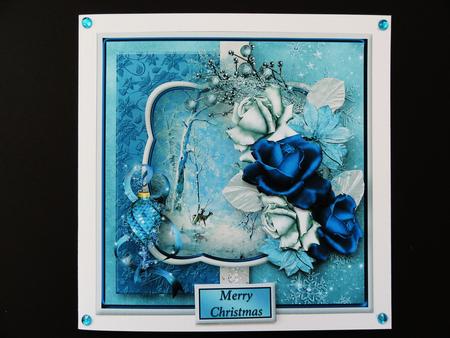 Christmas Roses Decoupage Card Front by Valerie Spowart