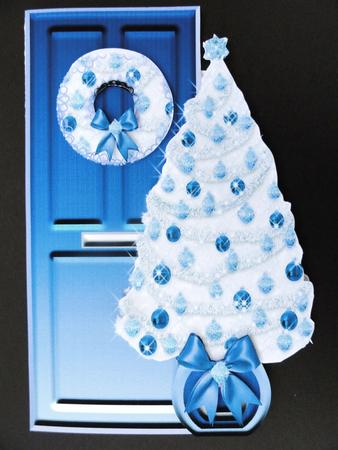 Christmas Deco Door Blue by Valerie Spowart