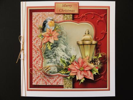 Christmas Lantern Decoupage Card Front by Valerie Spowart