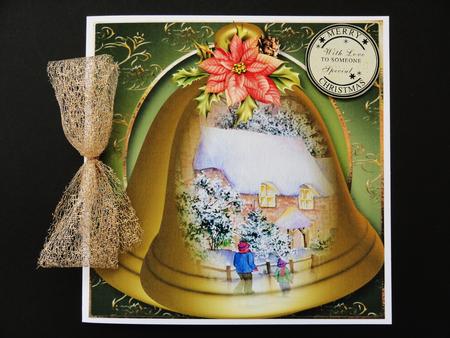 Christmas Bells - Snowy Cottage 8x8 Quick Topper by Valerie Spowart