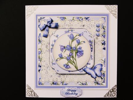 Bluebells and Lace Square Card Front by Valerie Spowart