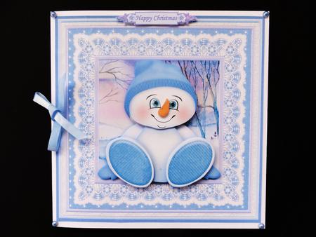 Snowman Baby Blue 8x8 Christmas Mini Kit Flowers Optional by Valerie Spowart