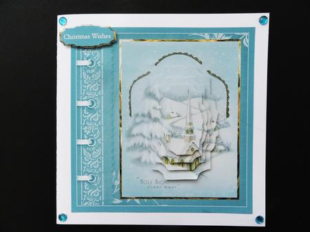 Village Church at Christmas 6x6 Card by Valerie Spowart