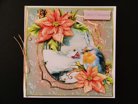 Robin and Poinsettia 7x7 Card with Decoupage by Valerie Spowart