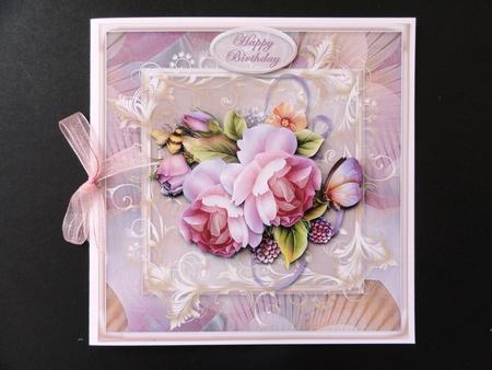 Lilac Roses in Ornate Frame Square Card Front by Valerie Spowart