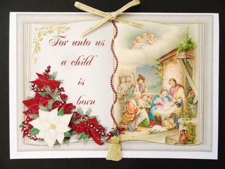 Unto Us a Child is Born Open Book Topper Cream by Valerie Spowart