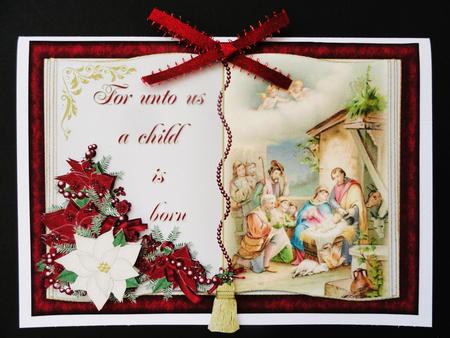 Unto Us a Child is Born Open Book Topper Green by Valerie Spowart