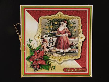 Vintage Santa and Poinsettia Square Card Front by Valerie Spowart