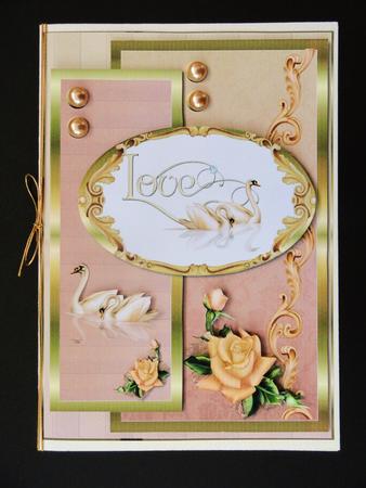 Oval Sketch Card - Swans and Roses by Valerie Spowart