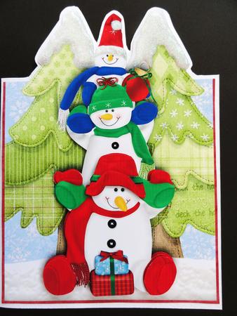 Snowman Pile Up Over the Edge Card and Decoupage by Valerie Spowart