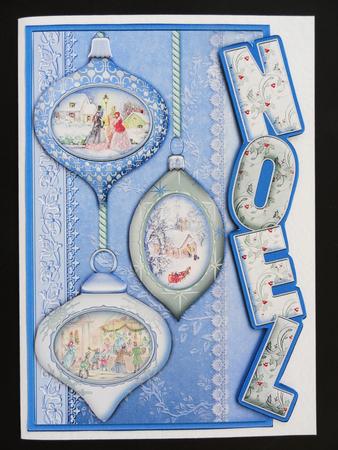 Vintage Christmas Baubles Over the Side Noel Blue by Valerie Spowart