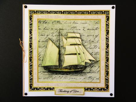 Male Card Vintage Sailship by Valerie Spowart