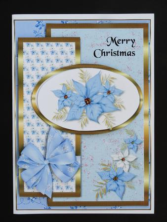 Oval Sketch Card - Blue Poinsettias by Valerie Spowart