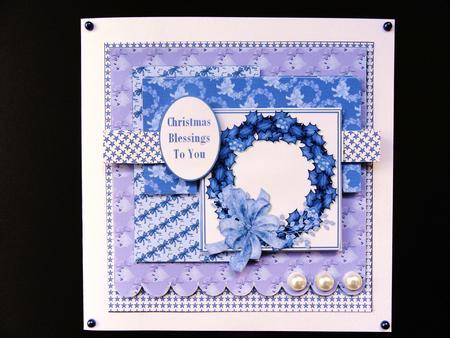 Scallop Pearl Sketch Card - Blue Wreath by Valerie Spowart