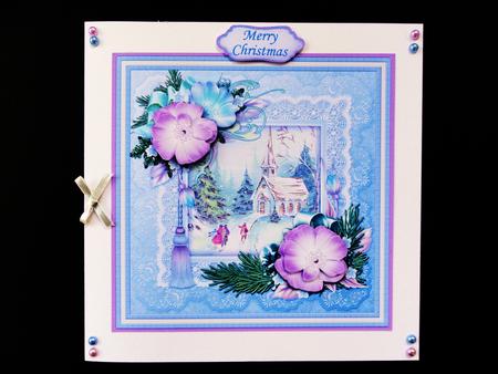 Christmas Roses Frame & Church Quick Card by Valerie Spowart