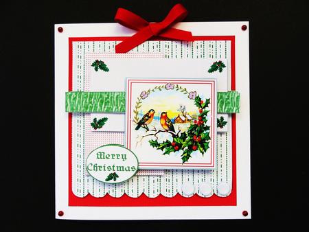 Scallop Pearl Sketch Card - Christmas Robins by Valerie Spowart