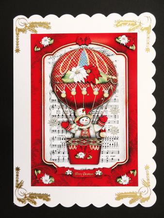 Christmas Red Hot Balloon with Snowman by Valerie Spowart