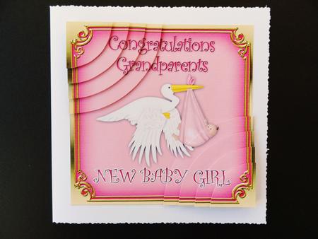 New Baby Girl Grandparents Stork 6in Duo Corner Stacker by Valerie Spowart