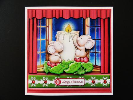 Candlelight Mice 8x8 Christmas Mini Kit with Decoupage by Valerie Spowart
