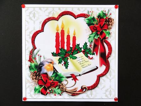 Christmas Robin with Bible Quick Card by Valerie Spowart