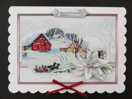 Sleigh Ride Home at Christmas Card with Decoupage by Valerie Spowart