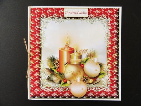 Candles, Baubles and Holly 7x7 Card with Decoupage by Valerie Spowart