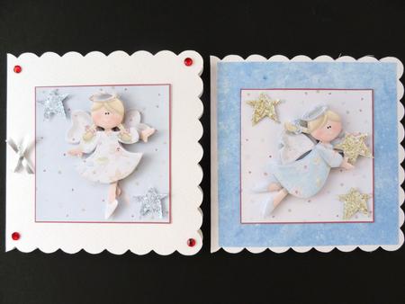 2 Blue Heavenly Angel Christmas Card Toppers by Valerie Spowart