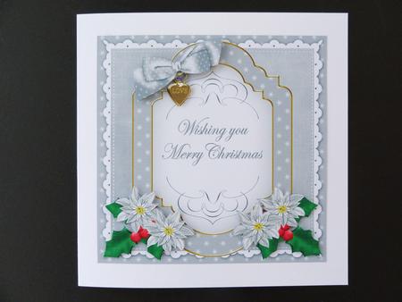 Silver Poinsettia Merry Christmas Fancy 7in Topper by Valerie Spowart