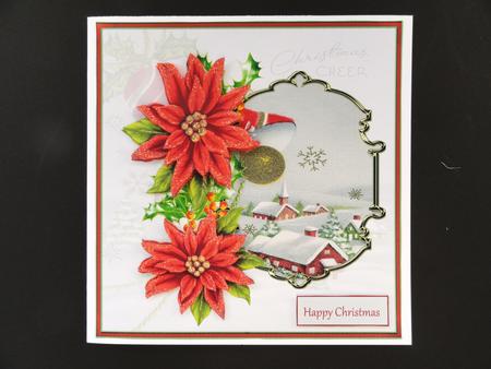 Red Poinsettias 7x7 Card with Decoupage by Valerie Spowart