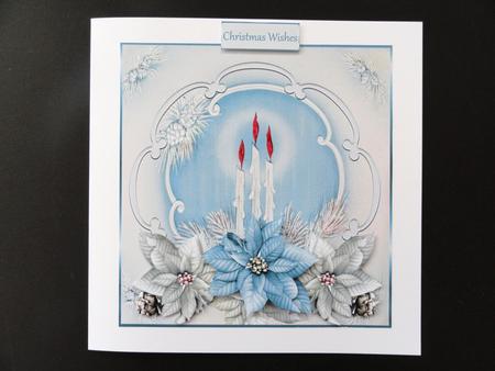 Christmas Candles and Poinsettias 7x7 Card by Valerie Spowart