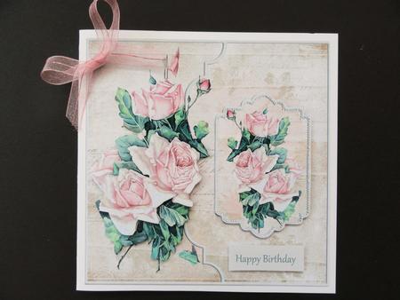 Vintage Rose 7x7 Card with Decoupage by Valerie Spowart