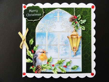 The Winter Window - Robin & Lantern 8x8 Quick Topper by Valerie Spowart