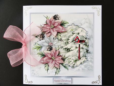 Birds in Winter 7x7 Card with Decoupage and Sentiment Tags by Valerie Spowart