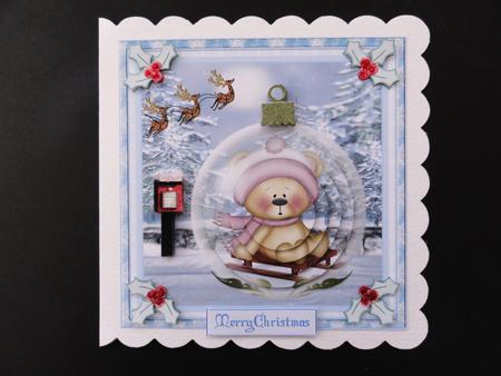 Christmas 6x6ins Winter Bear Topper 3 by Valerie Spowart